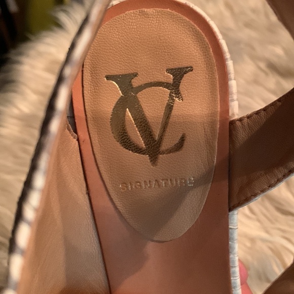 Vince Camuto Pikora Cream Snakeskin Peep Toe Stilettos Size 8 Heels Ankle Strap - Picture 11 of 16